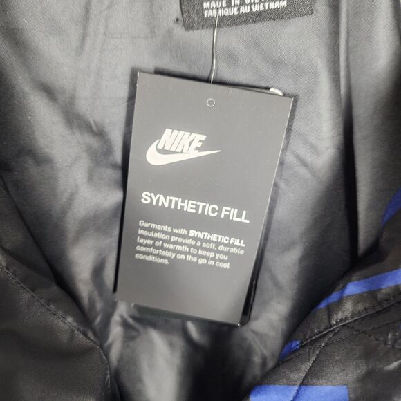Nike Puffer Jacket Womens Medium Blue Sportswear Just Do It Logo Zip Winter Coat - Picture 9 of 11